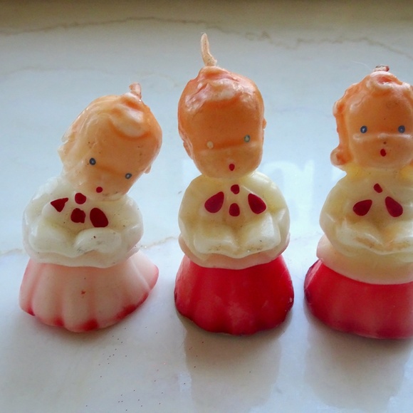 Set of 3 Vintage 1950s Collectible Gurley Candle CO. Christmas Carolers Candles - Picture 4 of 8